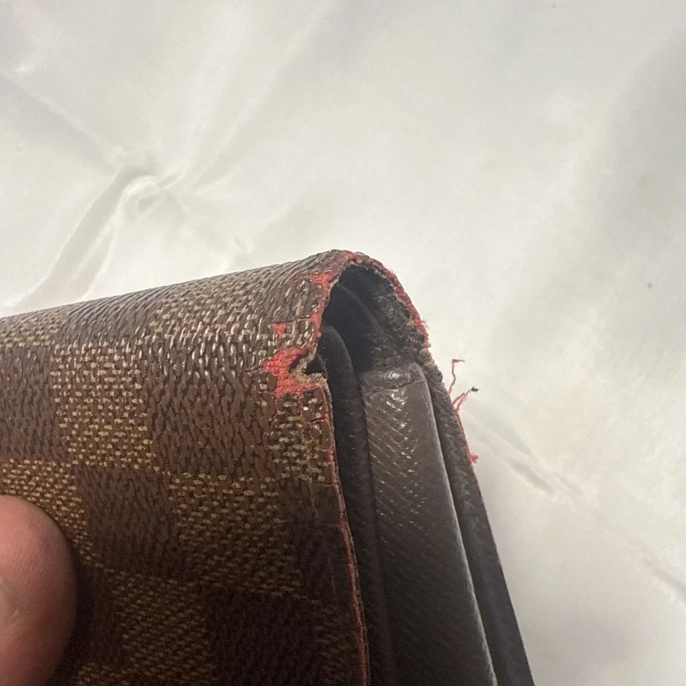 Louis‎ Vuitton Damier Ebene Multiple Bifold Wallet Monogram Slender Canvas Brown